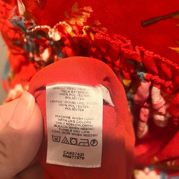 Loft red floral dress with pockets oversized xs - Picture 10 of 11